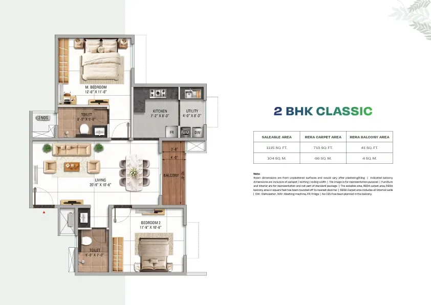 2 BHK Classic unit plan preview