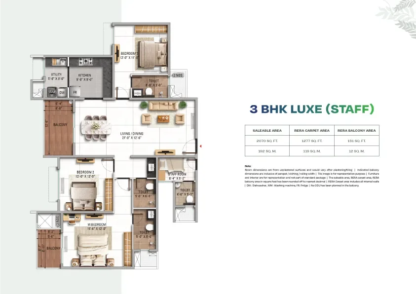3 BHK Luxe unit plan preview