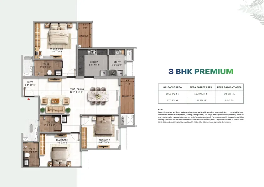 3 BHK Premium unit plan preview